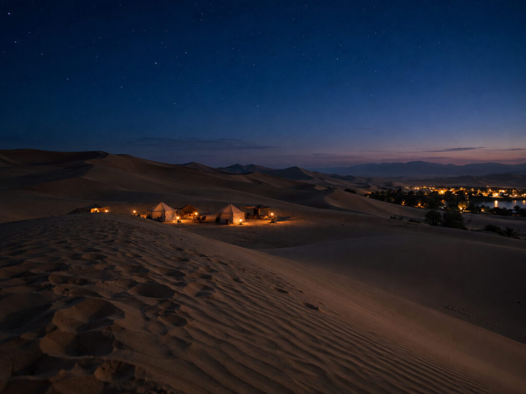 Campamento en el desierto de Huacachina