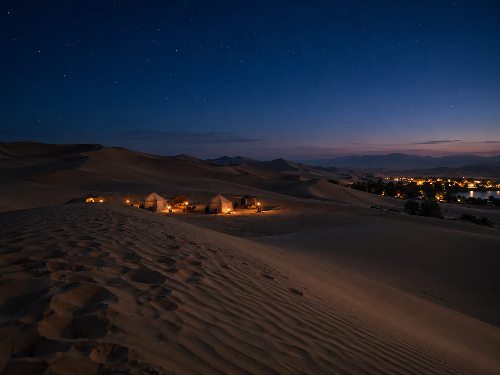 Campamento en el desierto de Huacachina